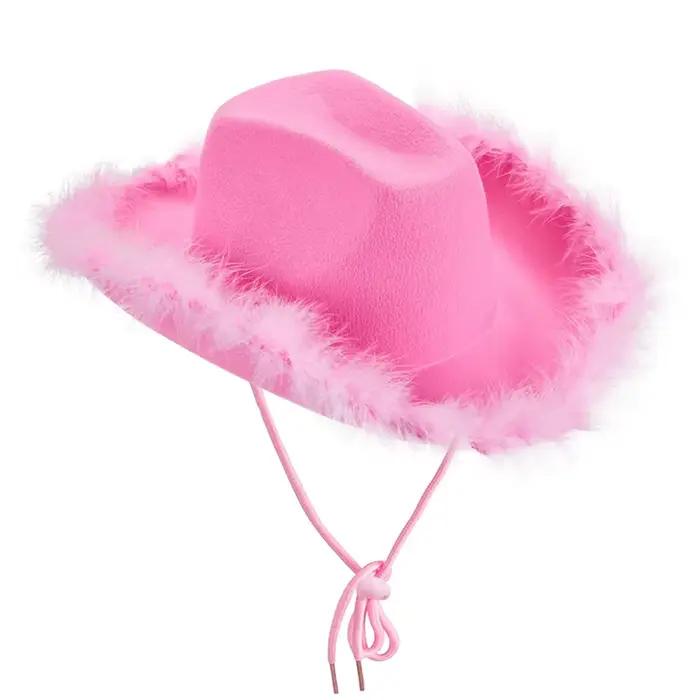 Chapeau de cowboy à bord en plumes moelleuses