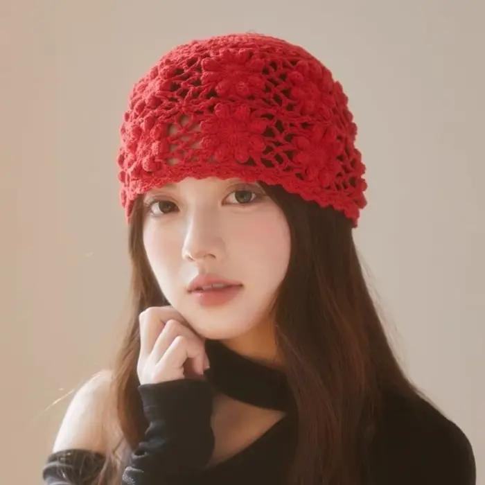 Chapeau à fleurs en Crochet fait à la main coréen