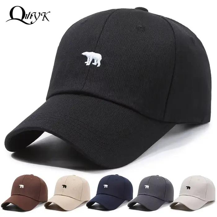 Casquette de Baseball nouveau printemps été solide chapeau de soleil brodé ours polaire hommes femmes coton casquettes