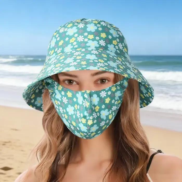 Nouveau chapeau masque intégré avec protection solaire pour femme