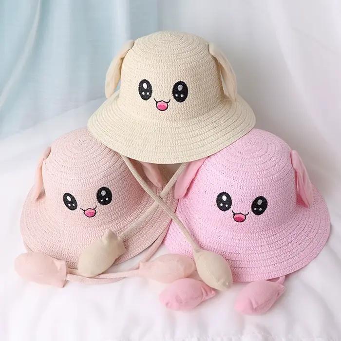 Chapeau de paille pare-soleil d'oreille de lapin
