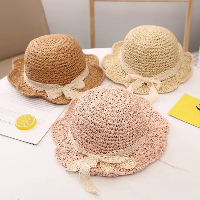 Chapeau de paille pour bébé fille de 3 à 6 ans