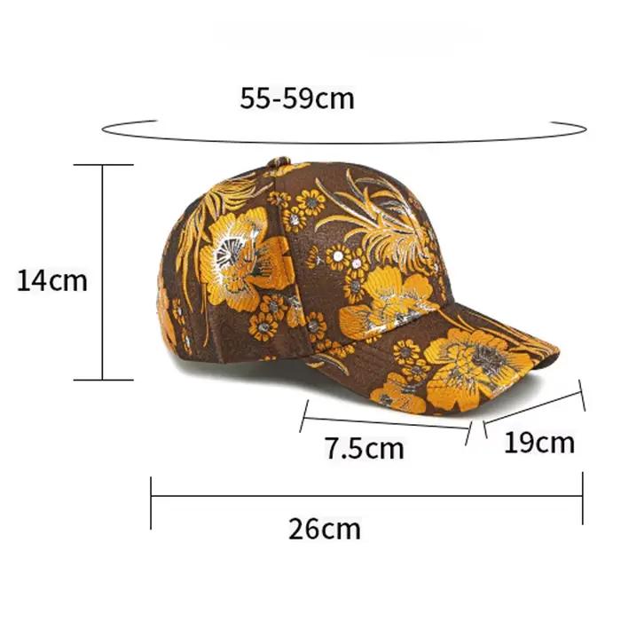 Casquette de baseball FS de luxe à motif floral doré