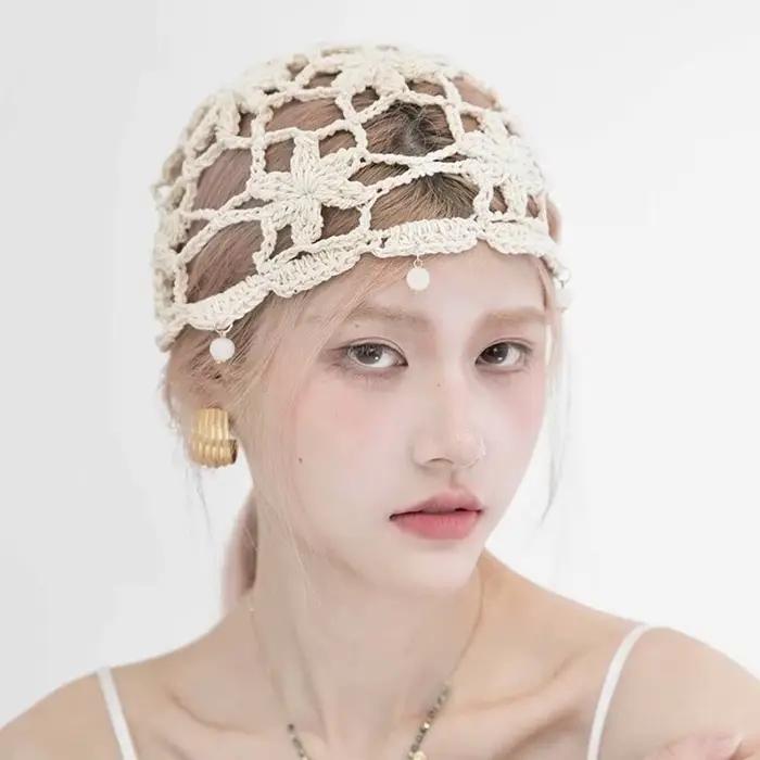 Chapeau tricoté à fleurs style bohème multicolore pour femmes décontractées toutes saisons occassions spéciales fantaisie mode originalité