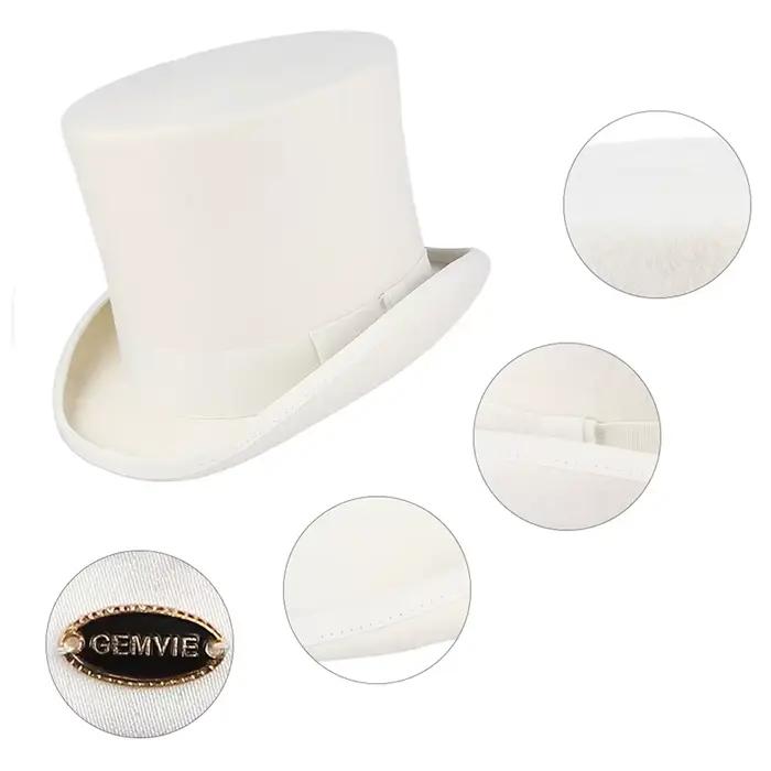 Chapeau haut de forme en feutre 100% laine pour homme et femme