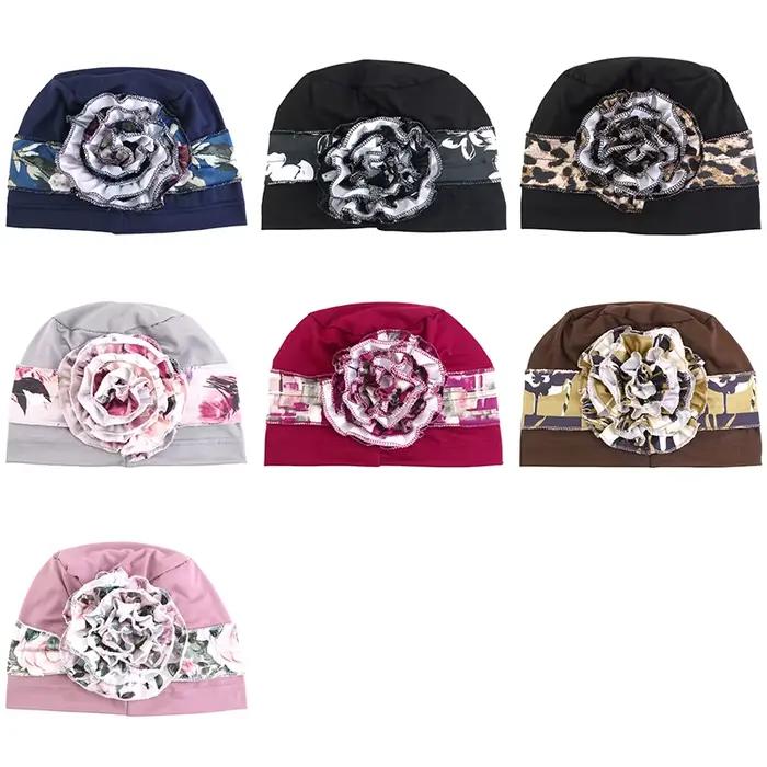 Chapeau Turban Élégant et Respirant à Motifs Floraux pour Femmes Musulmanes