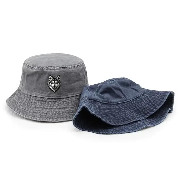 Un chapeau de pêcheur unisexe à tête de loup - Design de visage