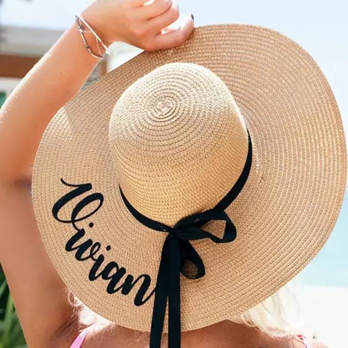 Chapeau de plage souple personnalisé pour mariée