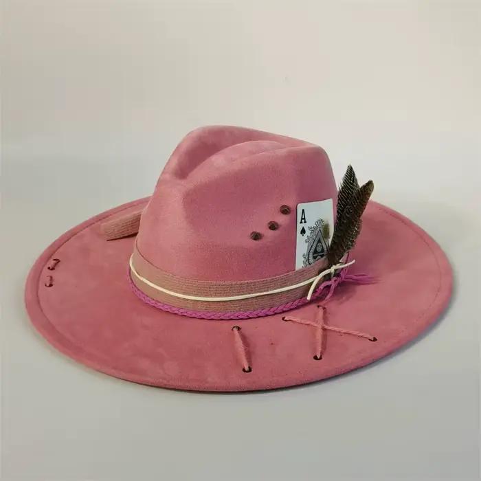 Chapeau Fedora fait à la main en daim pour hommes et femmes