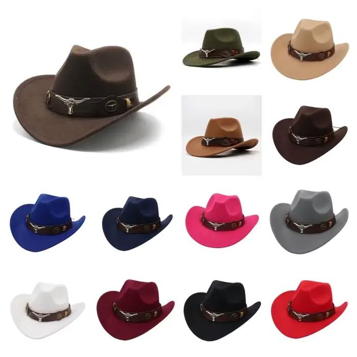 Chapeau de cowboy occidental polyester protection solaire style jazz multiple couleurs pour homme femme occasions extérieures four seasons
