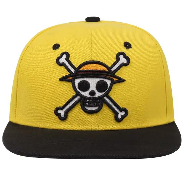 Casquette de baseball à visière plate brodée Luffy Skull
