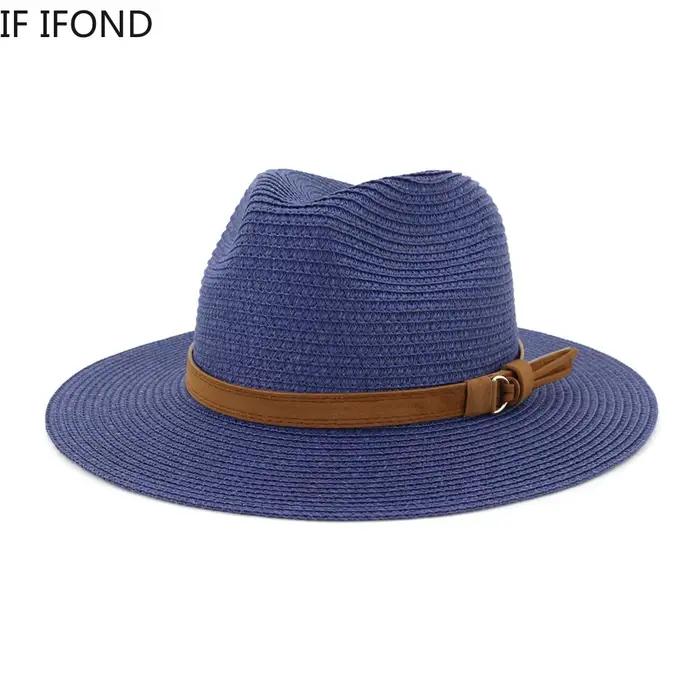 Chapeau Panama de grande taille 59-60cm pour femmes et hommes, casquette de soleil d'été solide en papier et polyester, protection UV, style sport, plage et randonnée