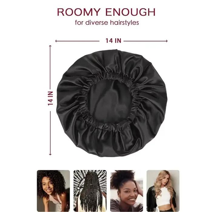 Chapeau en Satin pour dormir avec boucle réglable Invisible Double couche Ding doux confortable soins capillaires Bonnet De Douche