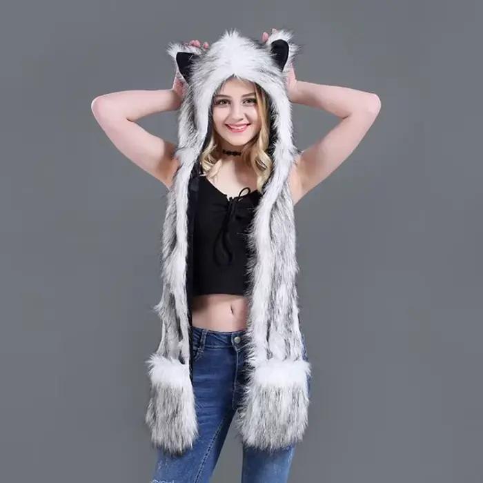Chapeau à Capuche en Fausse Fourrure pour Homme et Femme