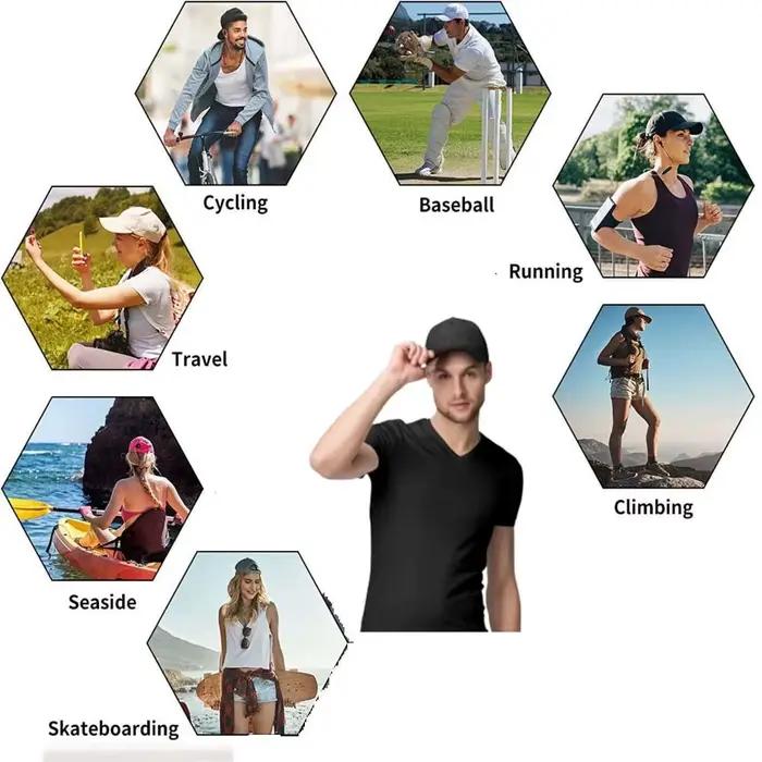 Casquette de baseball noire pour hommes et femmes, casquette sport réglable en coton et polyester, protection solaire UPF 50+, pour toutes les saisons et occasions en plein air