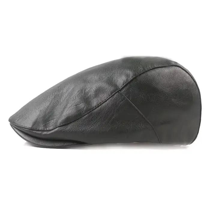 Béret élégant en cuir PU pour hommes et femmes