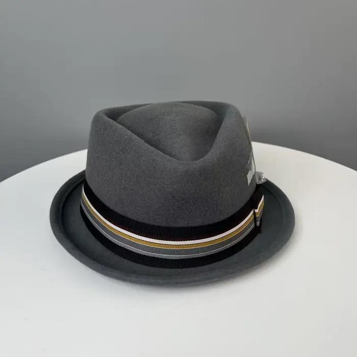 Chapeau Fedora Homme Gris Style Britanique Occasions Décontractées Printemps Automne