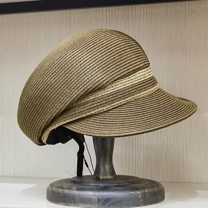 Casquette de paille de protection UV pour femme