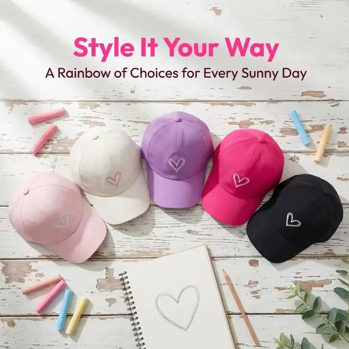 Casquette de baseball brodée Cœur d'amour mignon pour garçons et filles