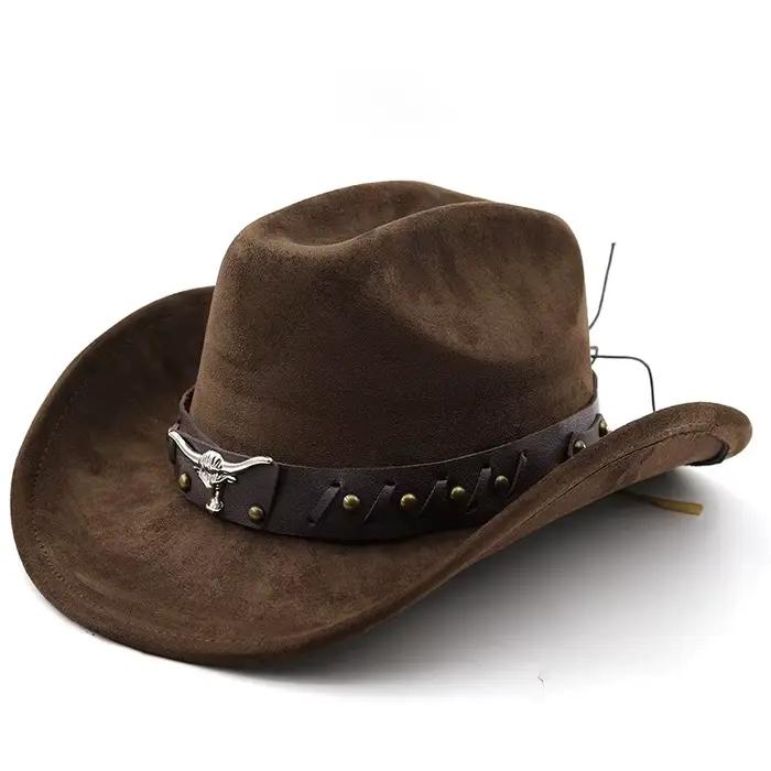 Chapeaux de Cowboy occidentaux en daim tête de bœuf pour hommes et femmes