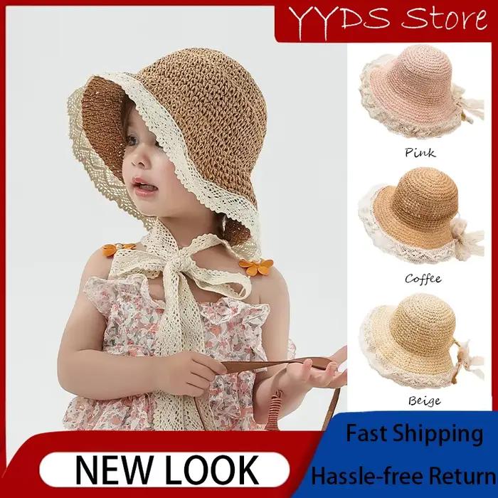 Chapeau de paille princesse printemps-été pour bébé fille