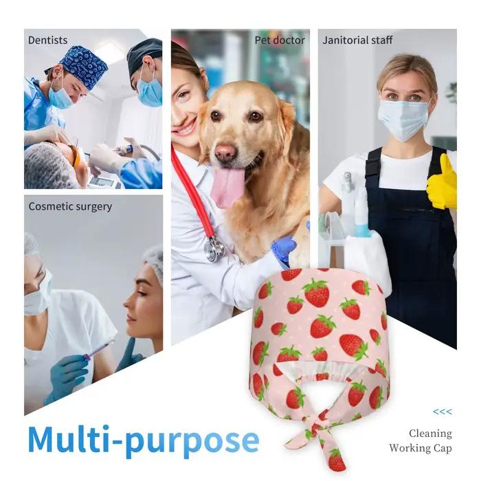 Casquette de travail imprimée rose fraise pour hommes et femmes