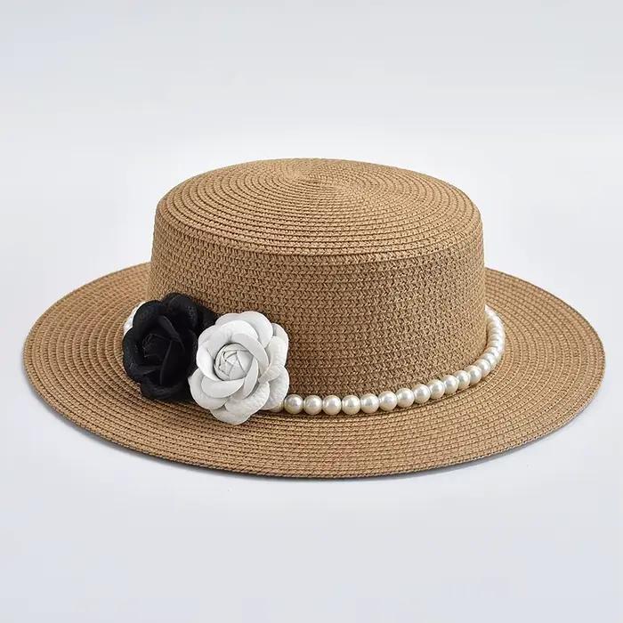 Chapeaux de paille de style français pour femmes élégants chapeaux de soleil de plage protection solaire occassions festives