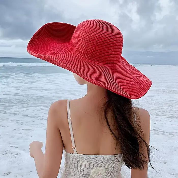 Chapeaux de paille à bord large pour femmes