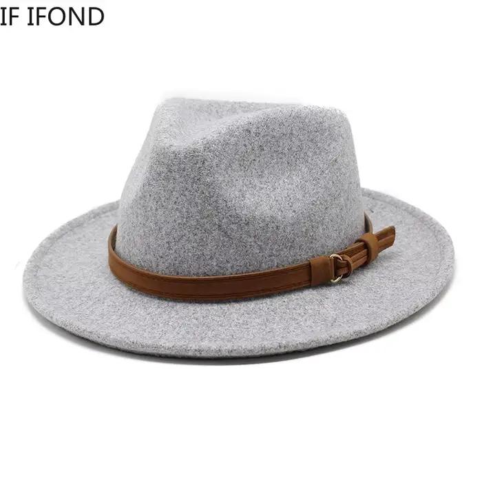 Chapeaux Fedoras en feutre de laine de haute qualité pour hommes adultes