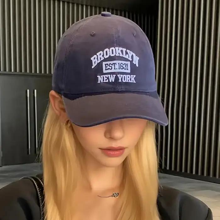 Casquette de baseball brodée avec logo Brooklyn NY réglable pour femmes et hommes