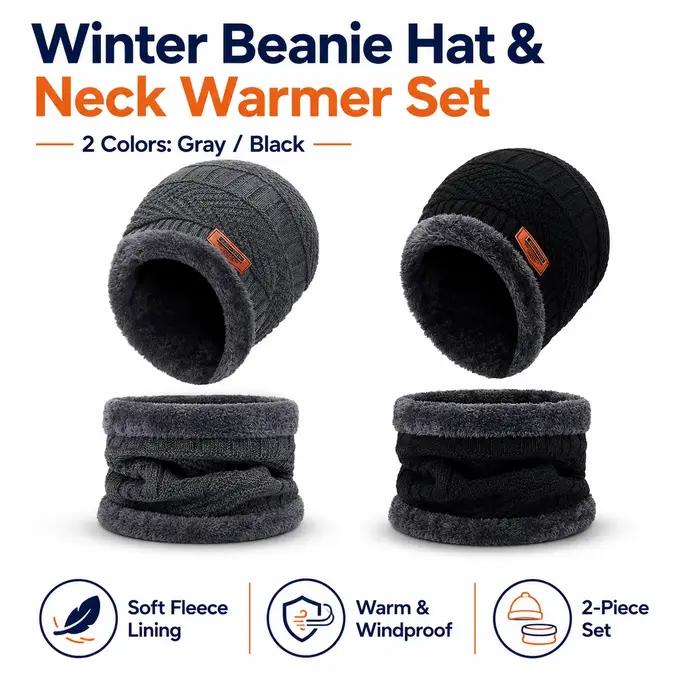 Ensemble bonnet et cache-cou d'hiver pour homme et femme