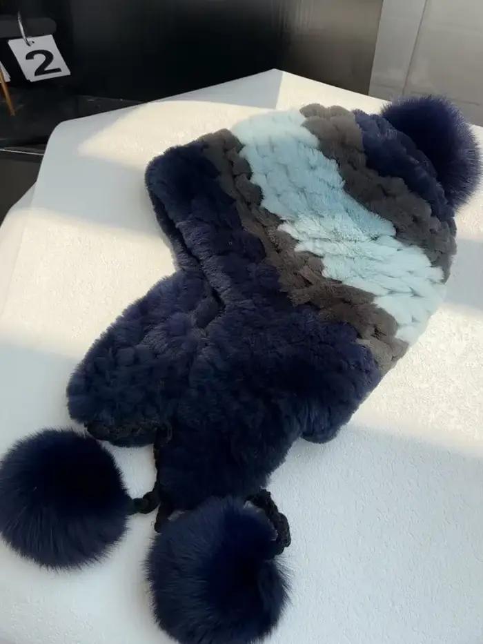 Véritable Rex lapin fourrure chapeau pour femmes automne russe ushanka rayure