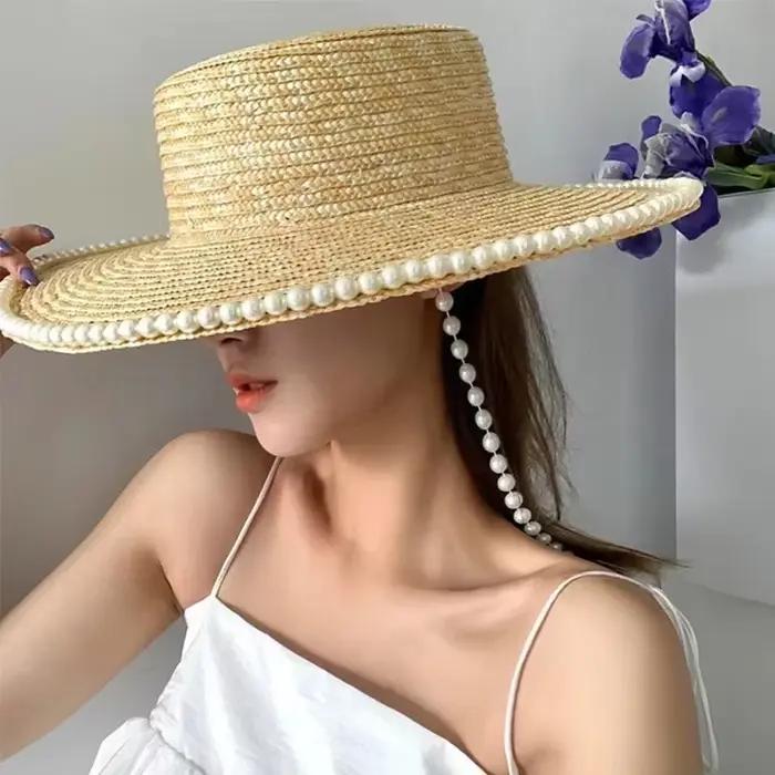 Chapeau de soleil en paille de blé pour femmes