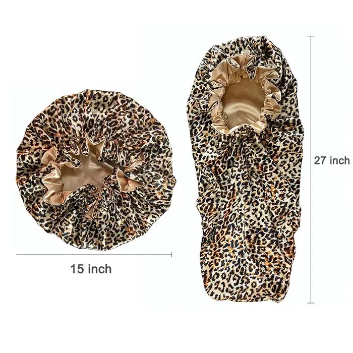 Bonnet soyeux Double couche imprimé léopard
