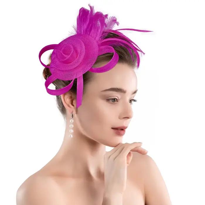 Fascinator élégant avec clip pour cheveux, bandeau pour femmes, style festival, couvre-chef pour mariage et cérémonie, polyester, pour toutes les saisons et occasions formelles
