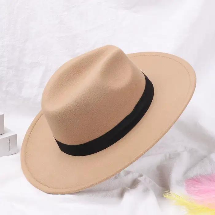 Chapeau Panama en laine à large bord vintage pour femmes et hommes