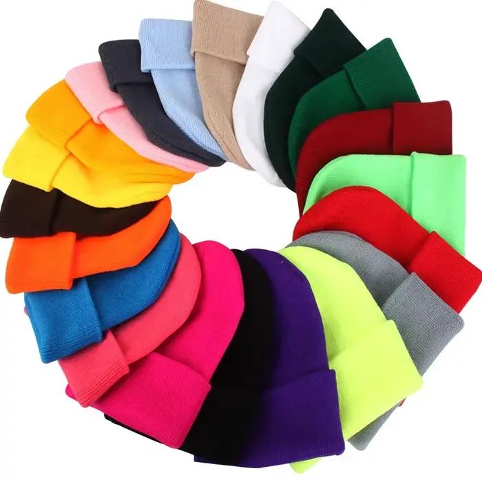 Chapeaux d'hiver pour femmes hommes bonnets tricotés solide mignon chapeau filles automne femme Bonnet casquettes plus
