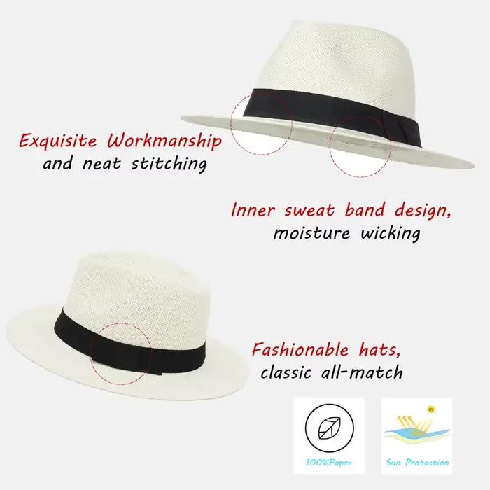 Chapeau Panama en paille d'été pour femmes et hommes