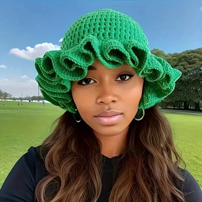 Chapeau seau à volants en Crochet coloré