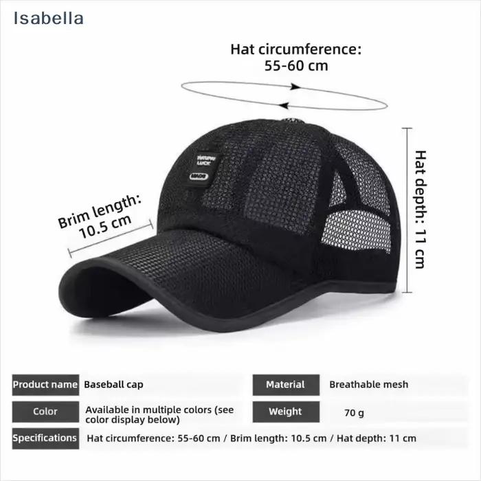 ♩ Casquette de baseball en maille respirante pour homme