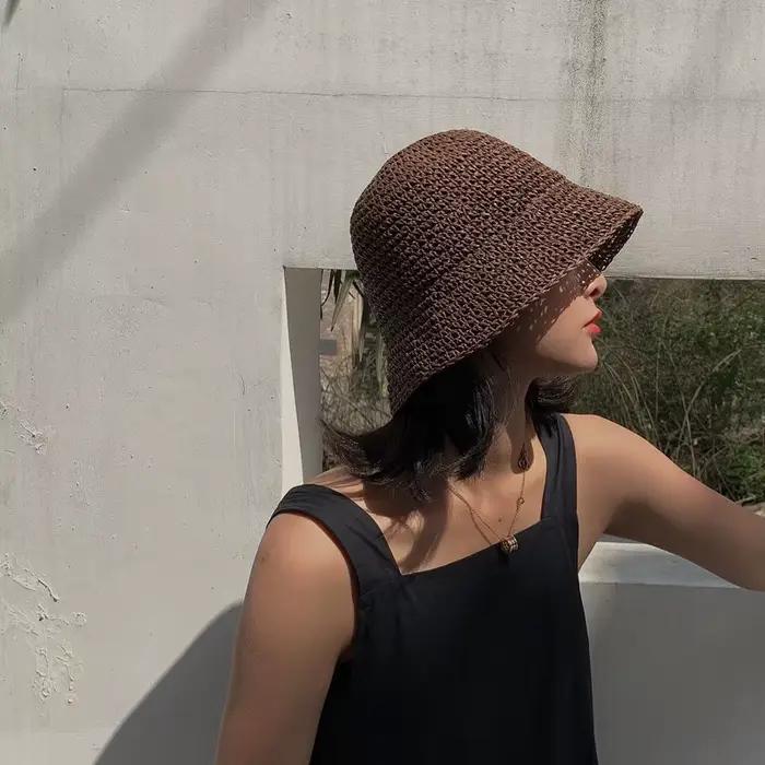 Chapeau de paille pliant pour femmes