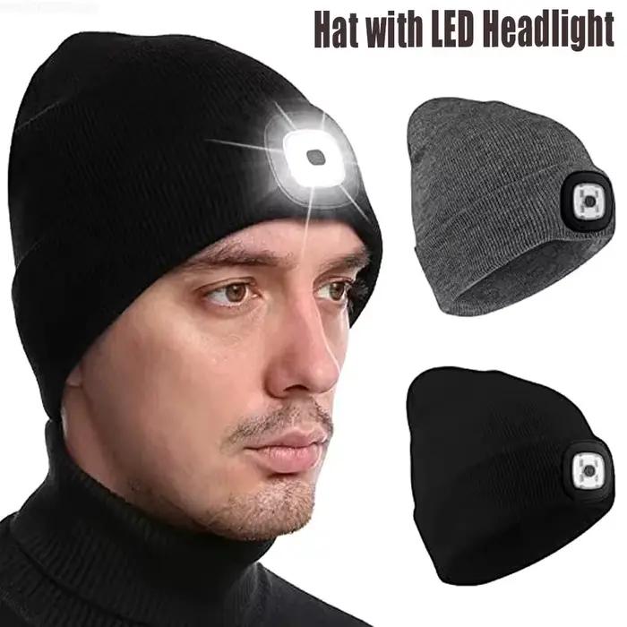Chapeau tricoté avec lumière LED