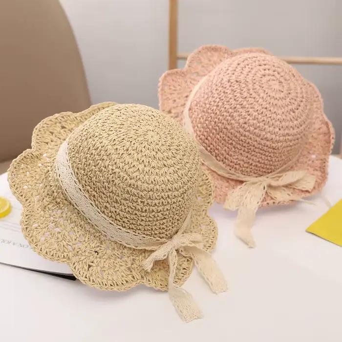 Chapeau de paille pour bébé fille de 3 à 6 ans