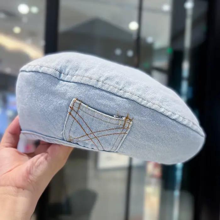Béret en jean rétro pour femme – Chapeaux printemps-été-automne – Gorra Inglesa Hombre – Sombreros De Mujer