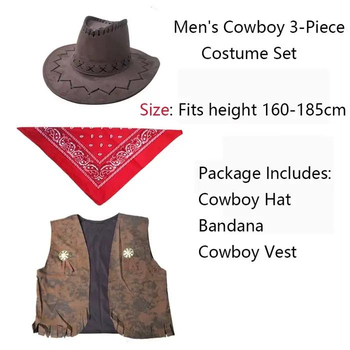 Ensemble de costume de cowboy 3 pièces avec chapeau