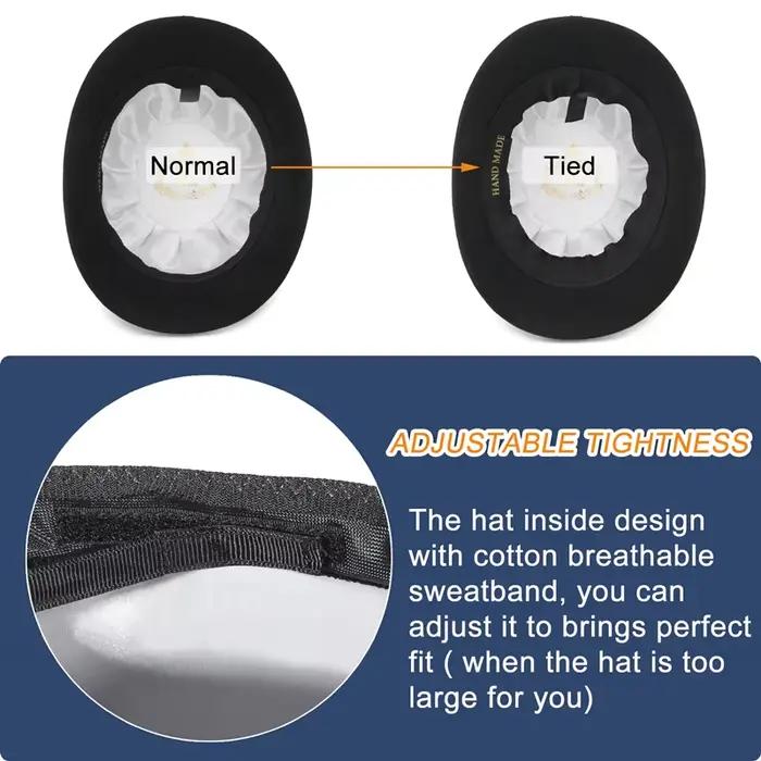 Chapeau Derby en laine feutre 100% avec doublure en satin et bandeau en cuir pour hommes et femmes occasions formelles et cérémonies
