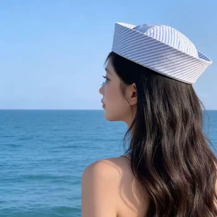 Chapeau de marin rayé Y2K Kawaii