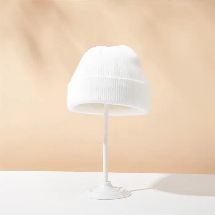Bonnet au crochet pour nouveau-né, polyester doux, taille XS pour sécurité, blanc beige café noir pour enfants de 0-24 mois hiver ```