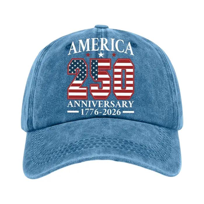 Casquette de baseball vintage America 250 anniversaire 250 design patriotique pour célébrations et événements spéciaux ajustement réglable matériaux polyester non tissé adapté aux sorties extérieures et occasions festives