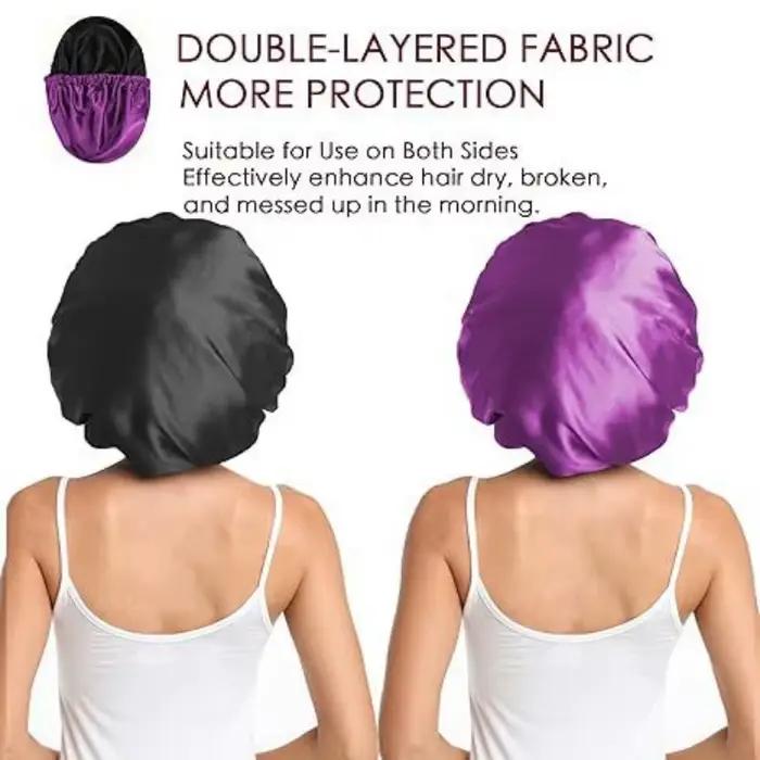 Chapeau en Satin pour dormir avec boucle réglable Invisible Double couche Ding doux confortable soins capillaires Bonnet De Douche